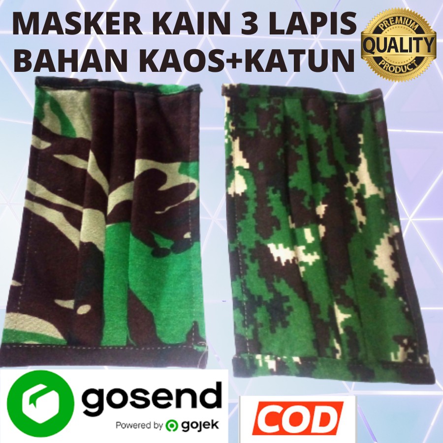 MASKER KAIN 3 LAPIS LORENG TNI MALVINAS DAN NKRI