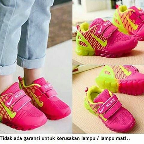 HappyOliver CEKLIS AIR Sepatu Anak Sport Anak Laki / Perempuan Anti Slip sneakers lampu LED
