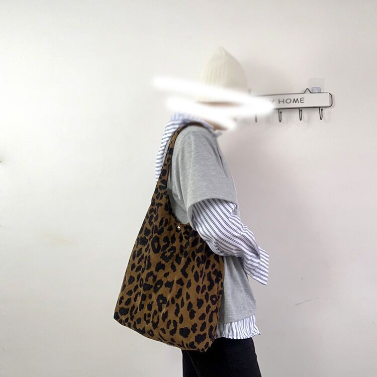 TC-19 tas kanvas canvas wanita import korea jepang bahu shopping bag leopard macan