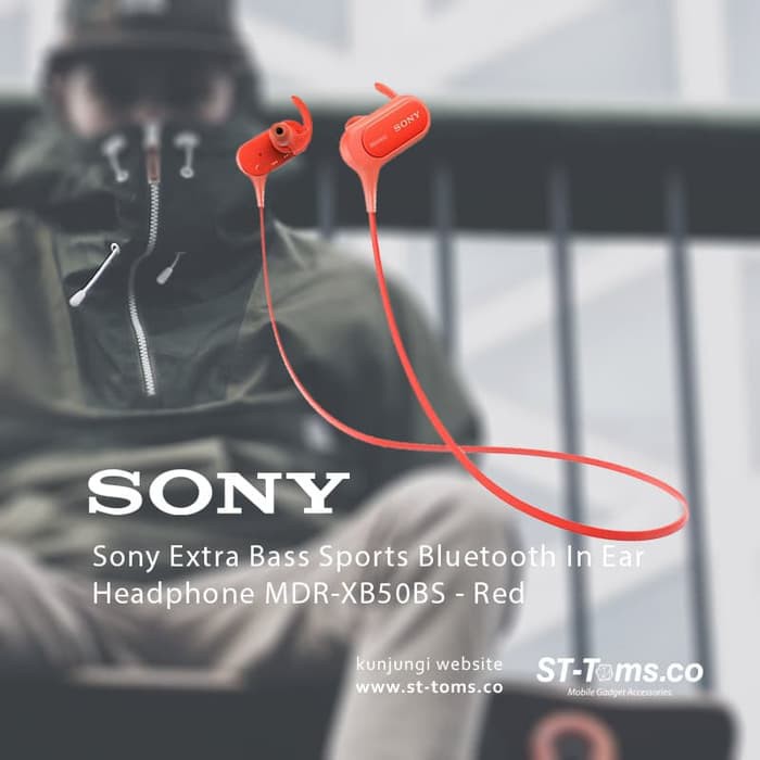 Sony MDR XB50BS  XB50BS Bass Sports Bluetooth In Ear Headphone Merah E1336