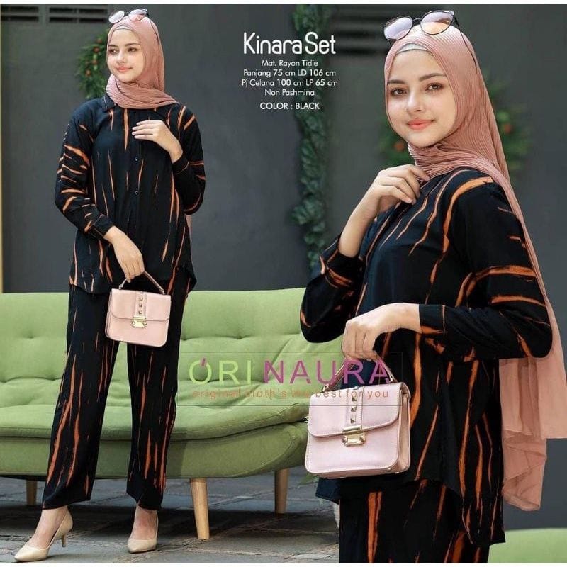 Setelan Wanita Katun Rayon Viscose | Setelan Wanita Lengan Panjang | Baju Set Wanita Motif Lurik Ter