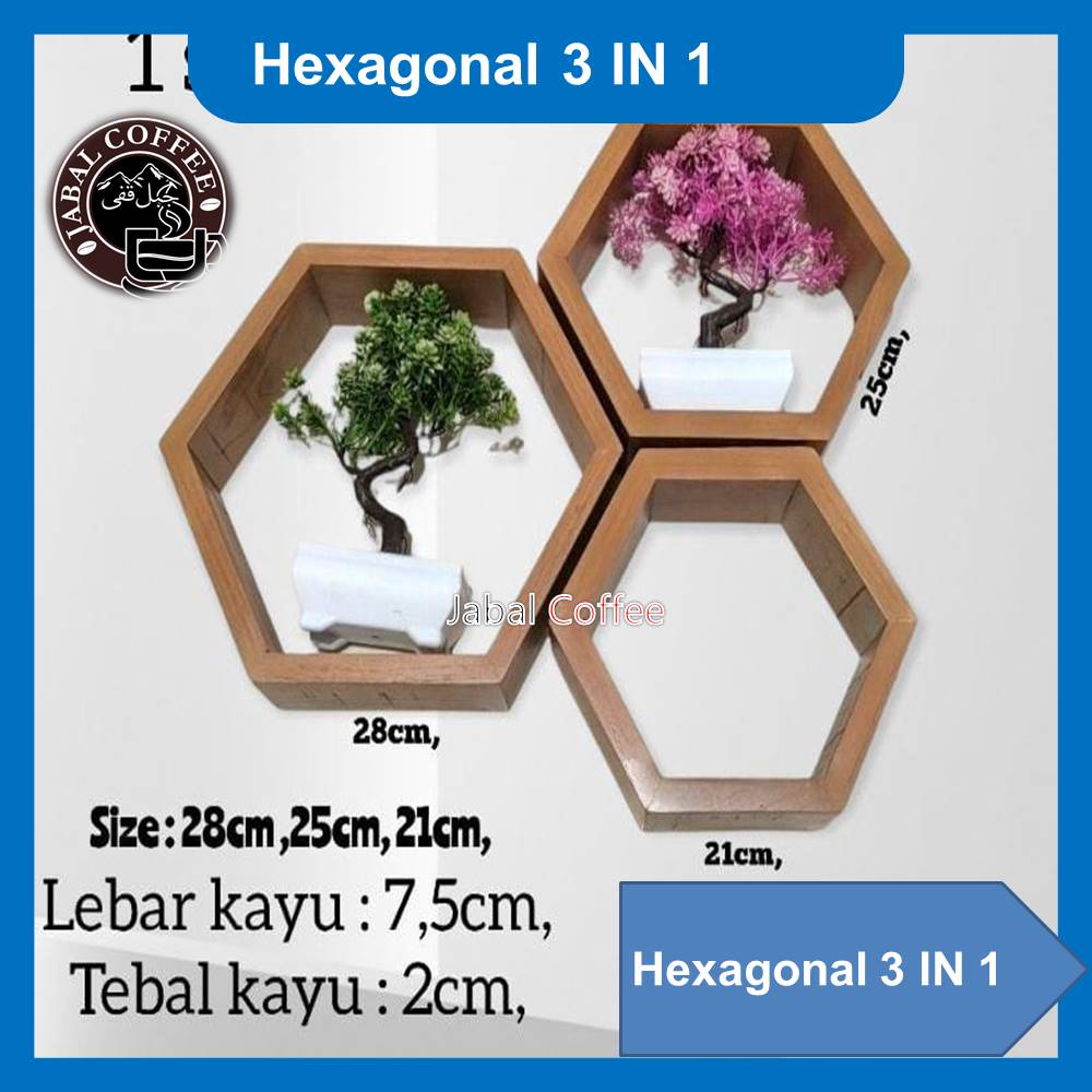 1 set 3 pcs Rak Dinding Hexagonal Segi 6 Dekorasi Ruangan Aesthetic Rak Dinding Serbaguna