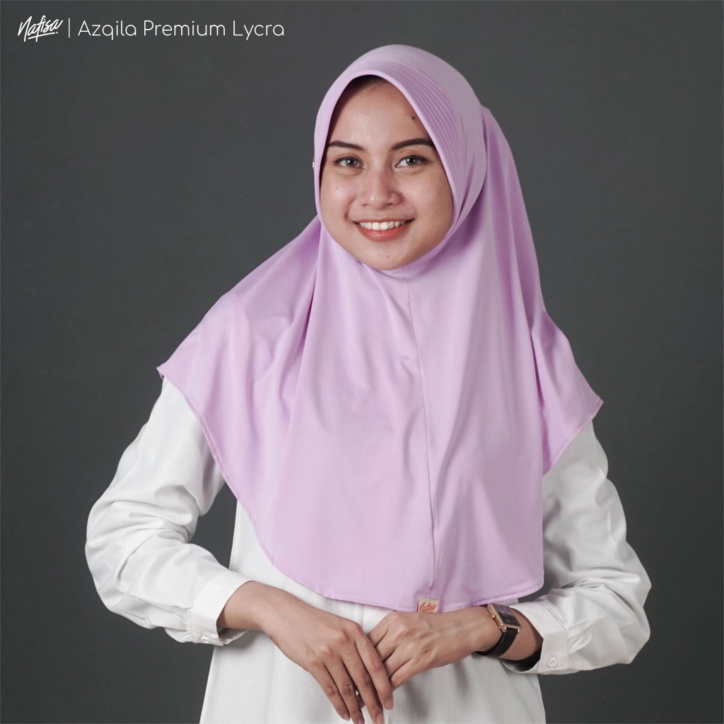 Nafisa Instan Azqila Premium - Hijab Instan Jilbab Bergo Bahan Kaos & Lycra High Quality Part 1-Ungu Muda (Lycra)