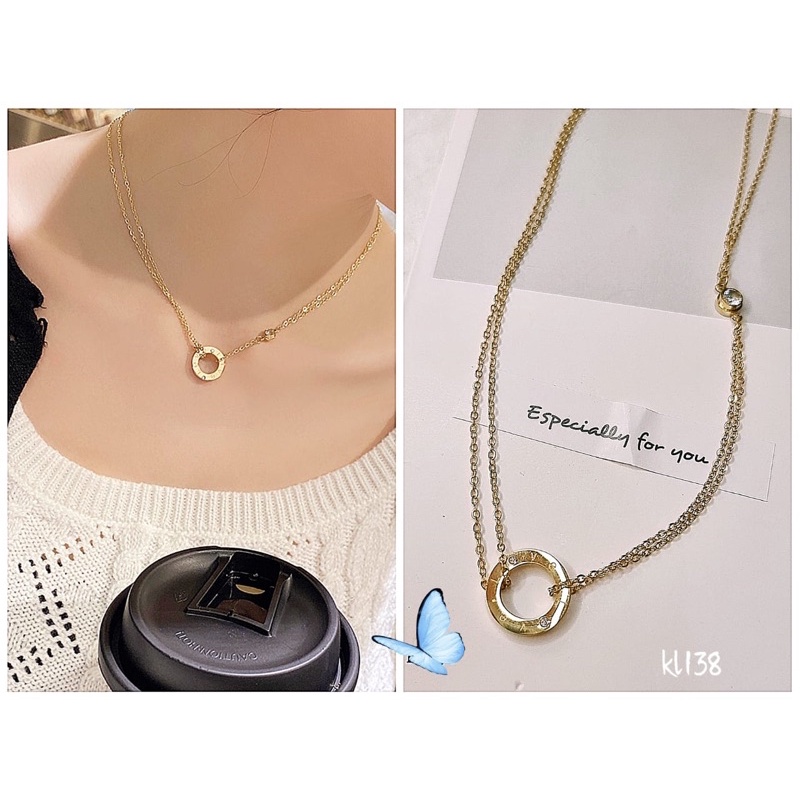 kalung wanita ring gold 2layer anti karat