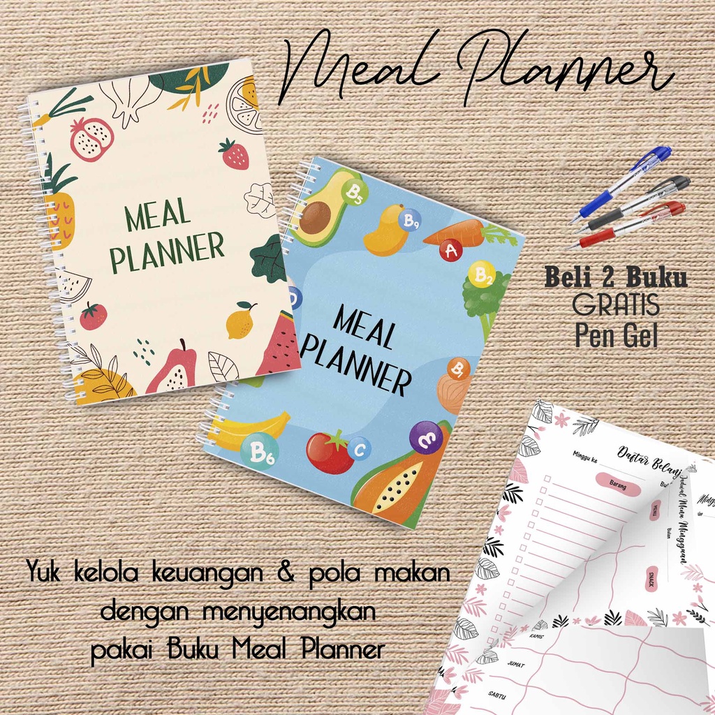 

Artomaringi Meal Planner / Jadwal Menu Hemat Harian Beli 2 Buku Gratis Pen Gel Kode MP22