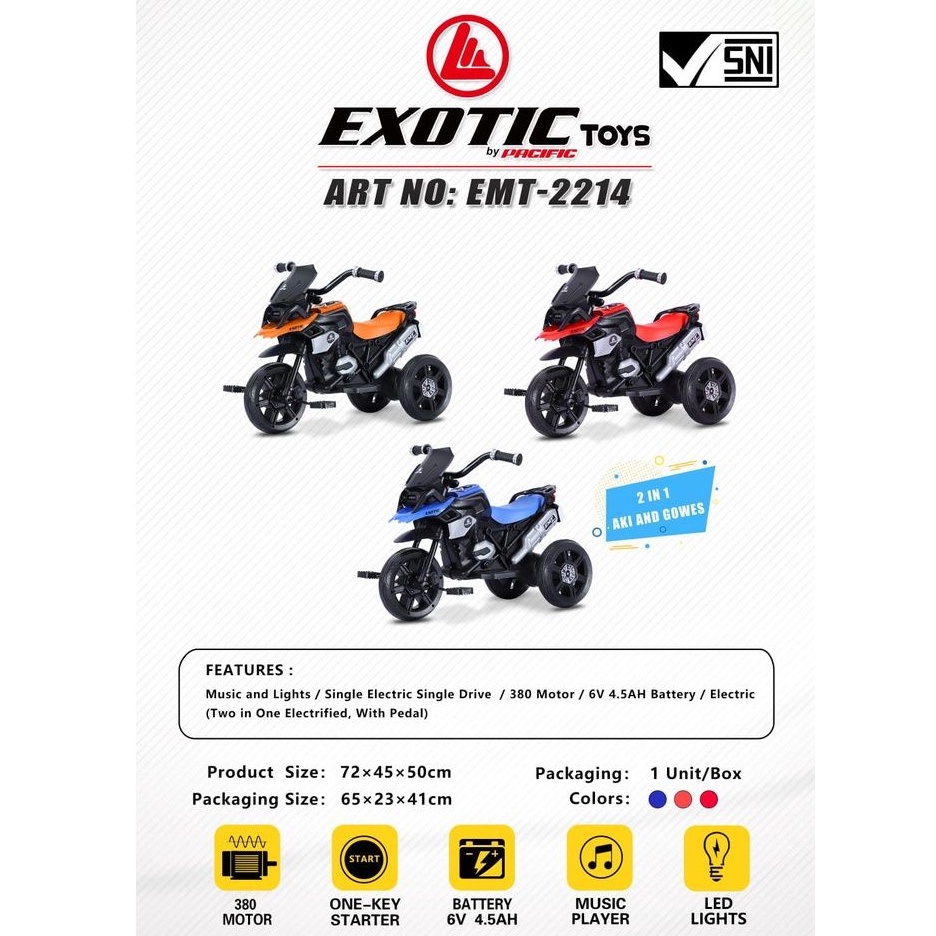Bazar Sepeda - SEPEDA MOTOR ACCU AKI ANAK EXOTIC 2214