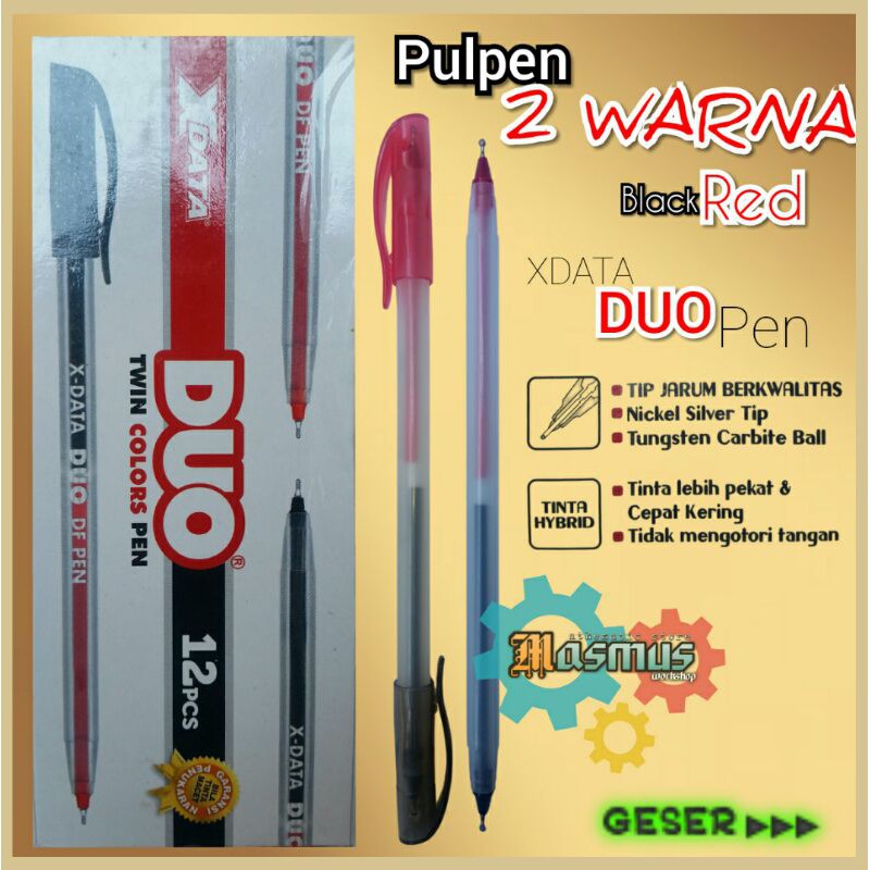

Pulpen XDATA DUO color pen 2 warna hitam merah bolpen 2 warna xdata