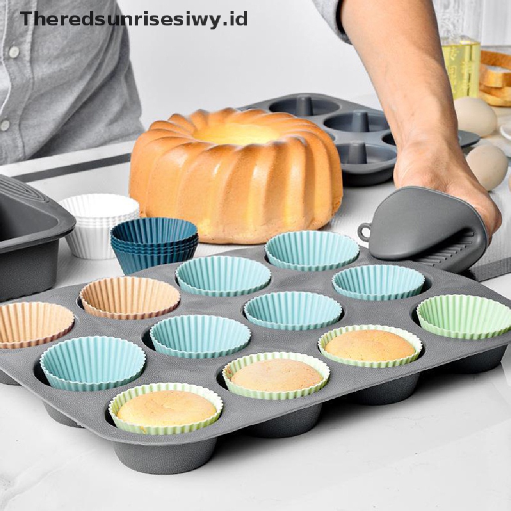 # Alat Rumah Tangga # 10pcs / Set Cetakan Kue Muffin Bentuk Bulat Bahan Silikon