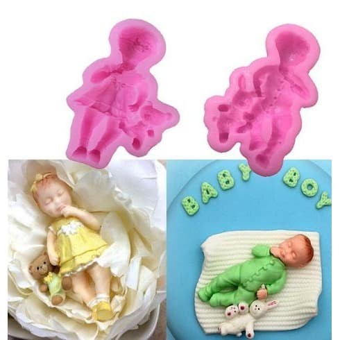 3D Silicon Mold Fondant Cake Decoration - Baby Boy and Girl