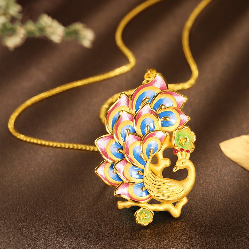 [Ready Stock]Fashion Gold-Plated Peacock Pendant Elegant Necklace