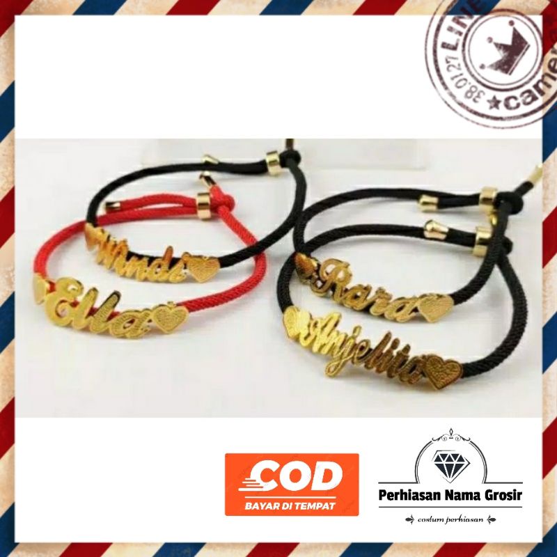 gelang nama tali all size gelang nama anak gelang nama dewasa