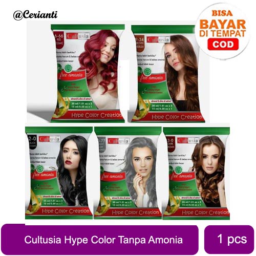 [BPOM] CULTUSIA HYPE COLOR CREATION CAT RAMBUT ALAMI + SARUNG TANGAN + HAIR ESSENCE [BEBAS AMONIA]