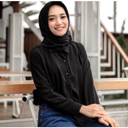 ( Bisa COD ) Size S M L XL KEMEJA POLOS WANITA TANGAN SKODER