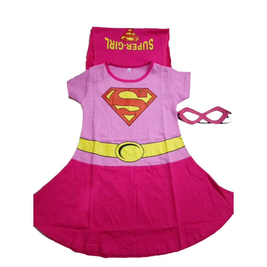 Dress Supergirl kostum anak perempuan Supergirl Pink free topeng
