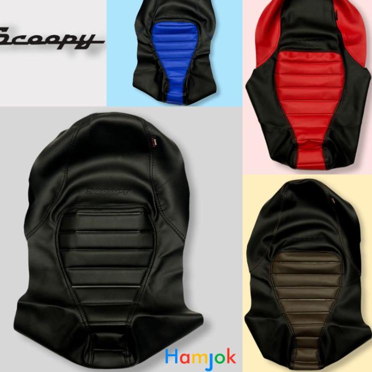 Terbaru.. cover jok scoopy dengan press logo scoopy kulit jok sarung jok cover jok