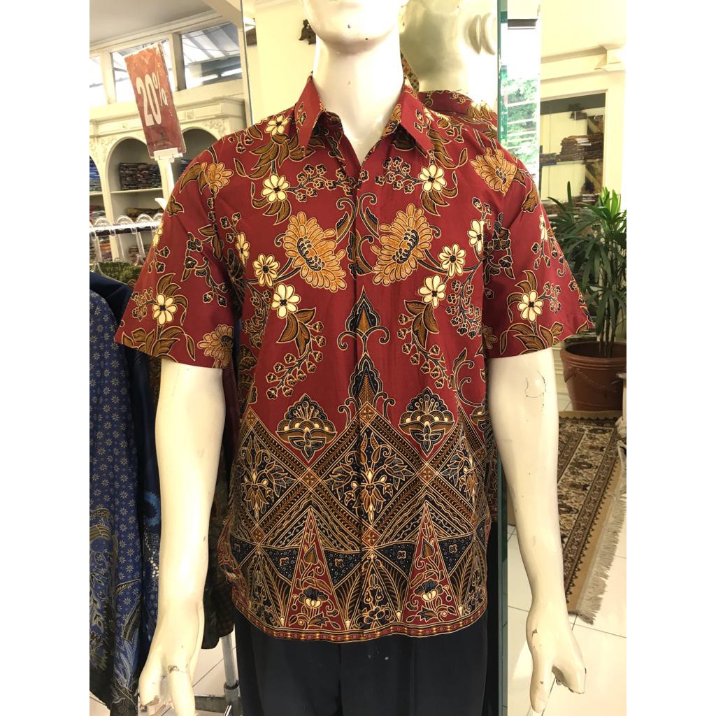 Batik Danar Hadi Lengan Pendek Original Merah [ADN-PE119]