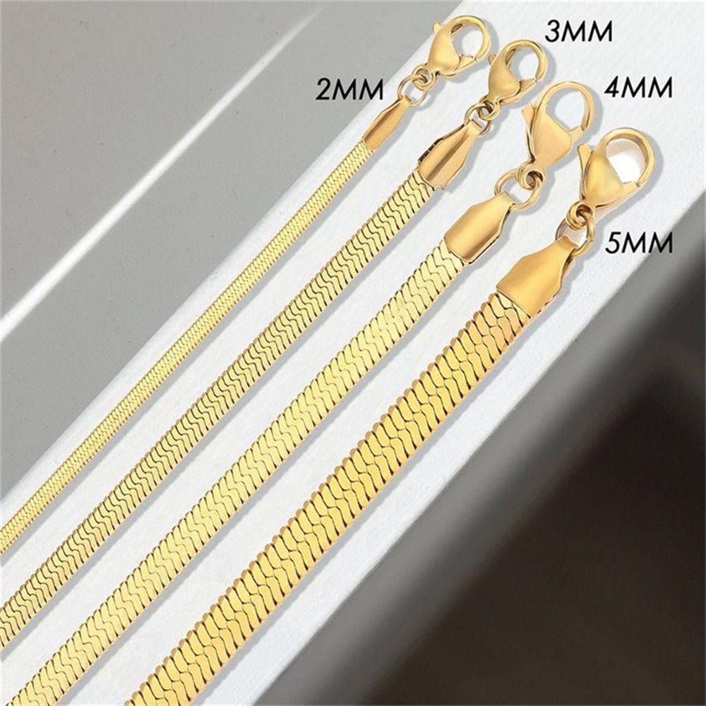 Lily3 /4/5mm Gelang Rantai Ular Klasik Minimalis Perhiasan Hadiah Untuk Wanita Pria Herringbone Link Bracelet