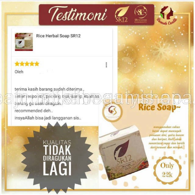 SABUN BERAS HERBAL SR12 TERLARIS..!! RICE SOAP / SABUN JERAWAT BPOM / KULIT BERMINYAK &amp; SENSITIF