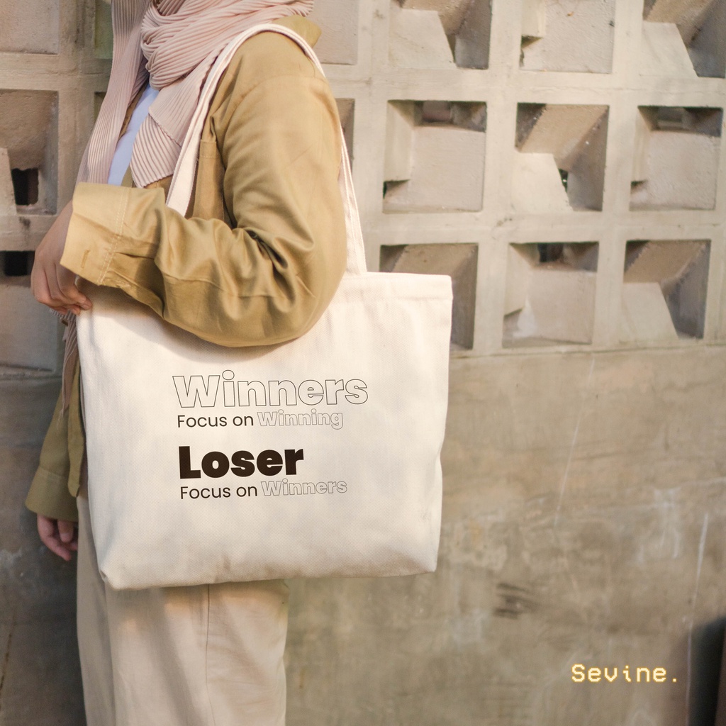 Sevine Tote Bag Kanvas Emily Resleting Tas Wanita Kuliah Fashion Laptop Totebag Quotes Art Series - VTW