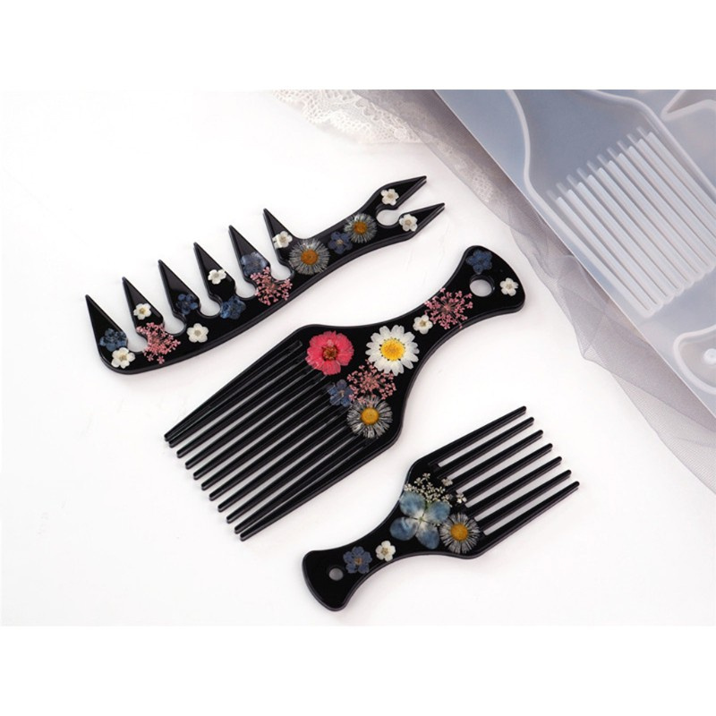 Glitter Africa Hair Comb Resin Molds Hair Pick Mold DIY Hair Pick Afro Comb Resin Molds