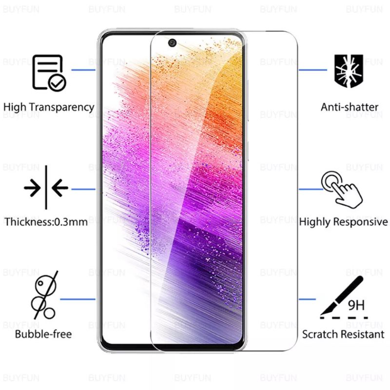 TEMPERGLASS CLEAR SAMSUNG GALAXY A73 5G 9H TEMPERED GLASS BENING SCREEN PROTECTOR ANTI GORES