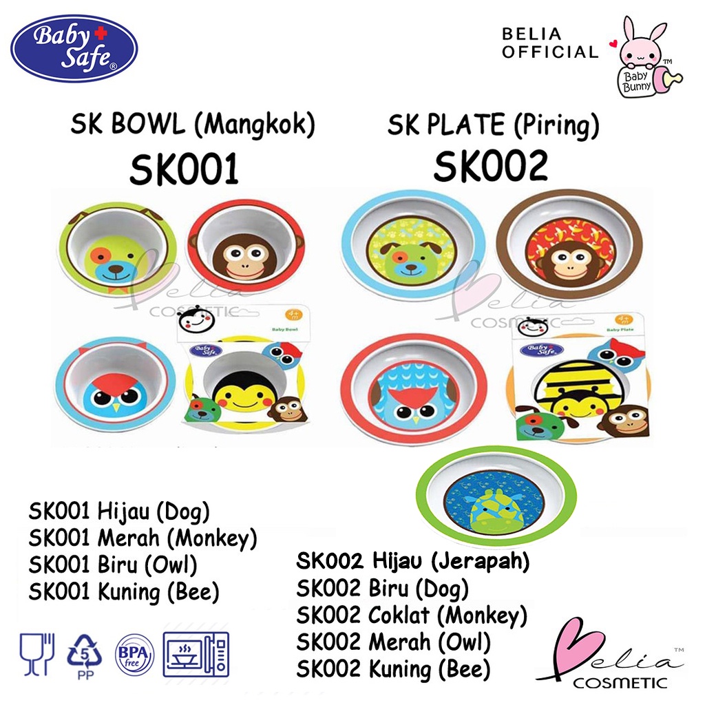 ❤ BELIA ❤ BABY SAFE SK Baby Bowl SK001 Plate SK002 Fork &amp; Spoon SK003 (Mangkok Piring Sendok Garpu)