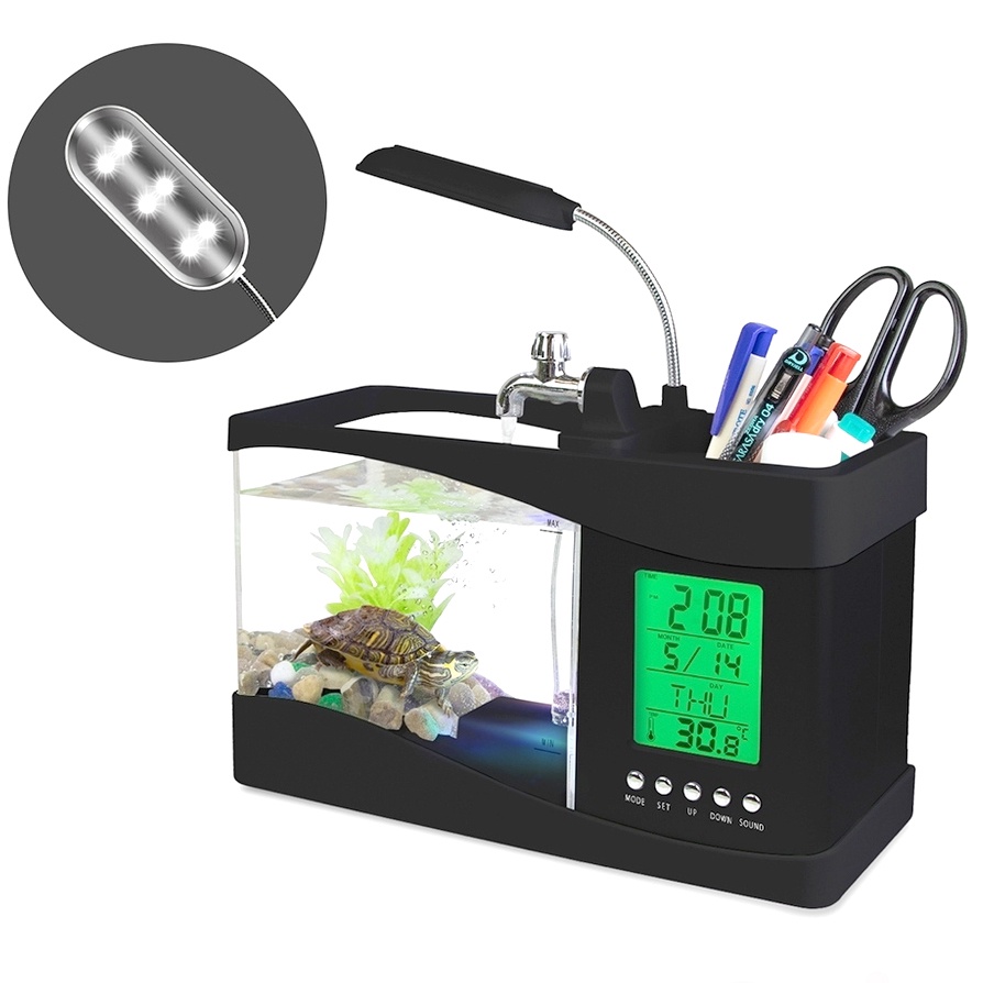 Aquarium Mini Fish Tank with Running Water - LS0404 - Black