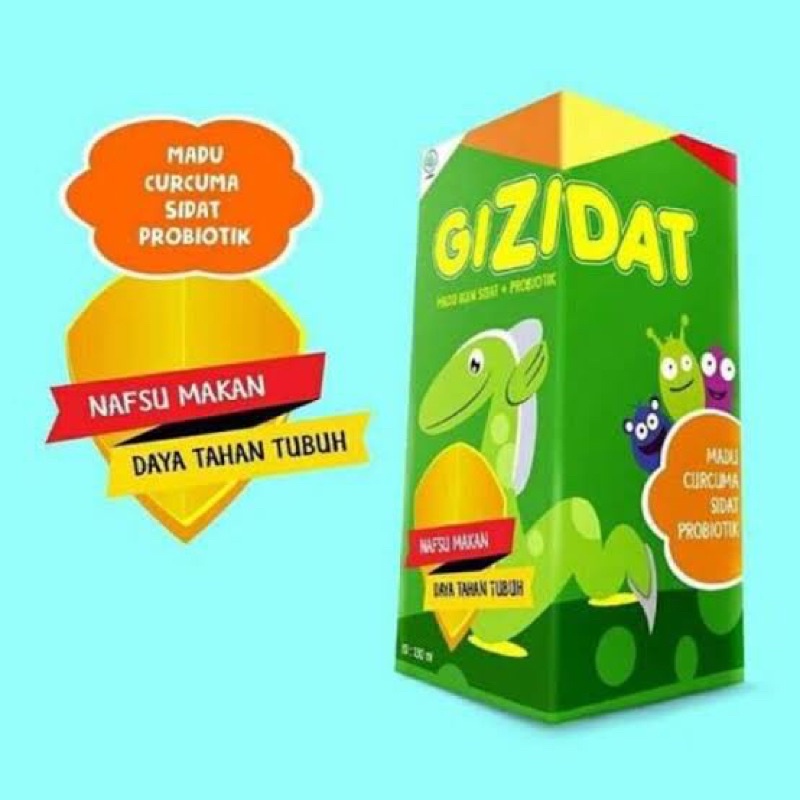 GIZIDAT Original - Suplemen 3x Penambah Nafsu Makan Anak - Madu Gemuk Badan 100% Penggemuk Herbal