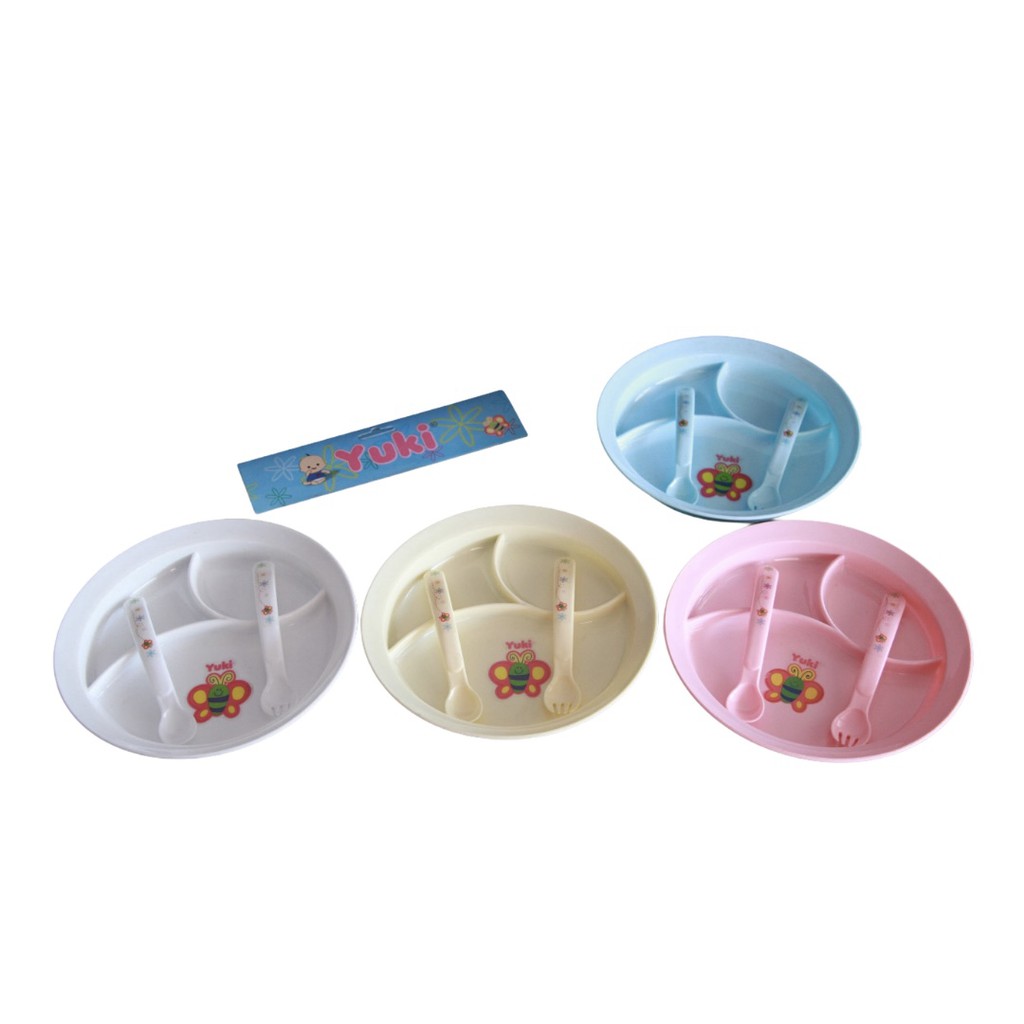 YUKI Set Alat Makan Bayi / Peralatan Makan Bayi - Piring + Sendok Garpu ( BPA Free )