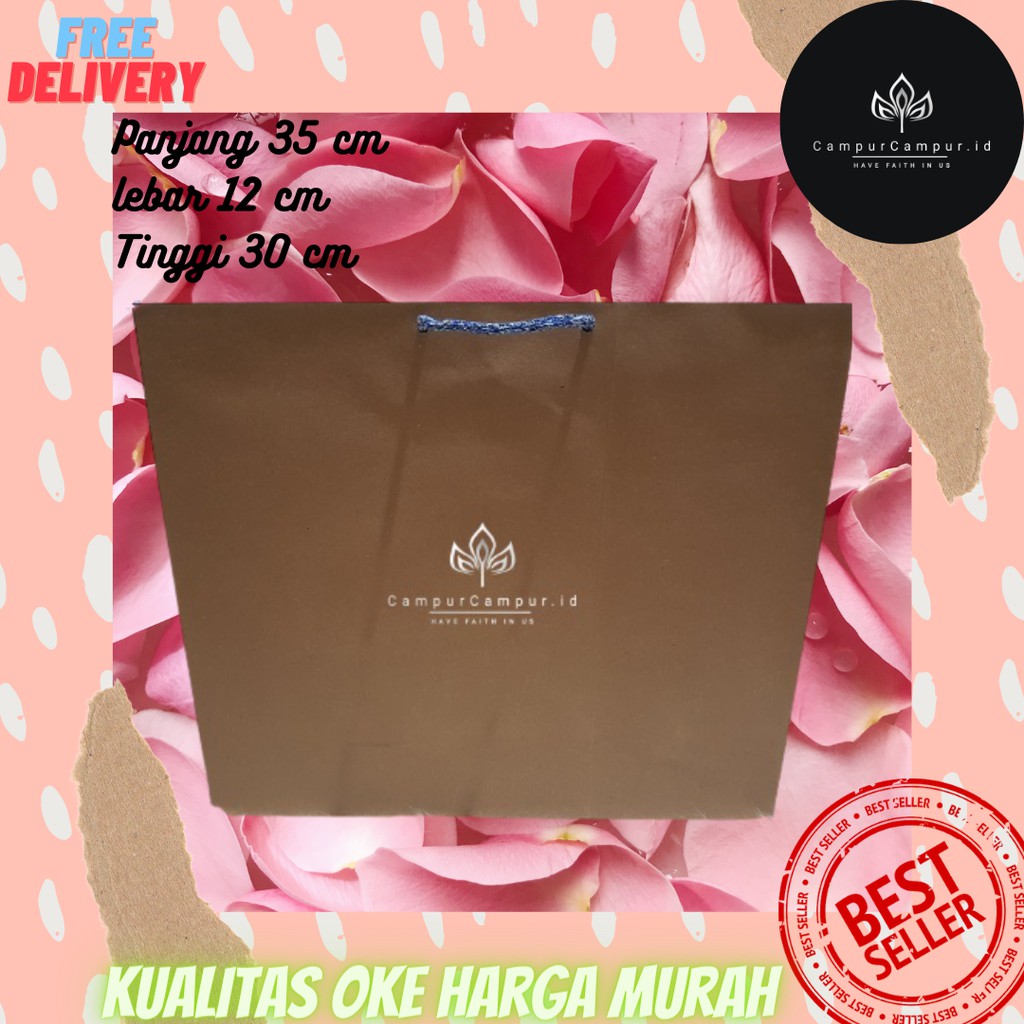 

PAPER BAG COKLAT POLOS UNTUK KADO DAN OLSHOP 35X12X30 PACKAGING KERTAS