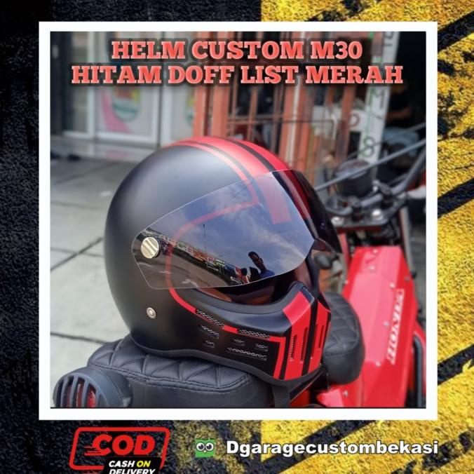 HELM CUSTOM M30 CC CAKIL VESPA RETRO M30 GHOSTBONE, HBC, BULLIT HNJ5121GJ