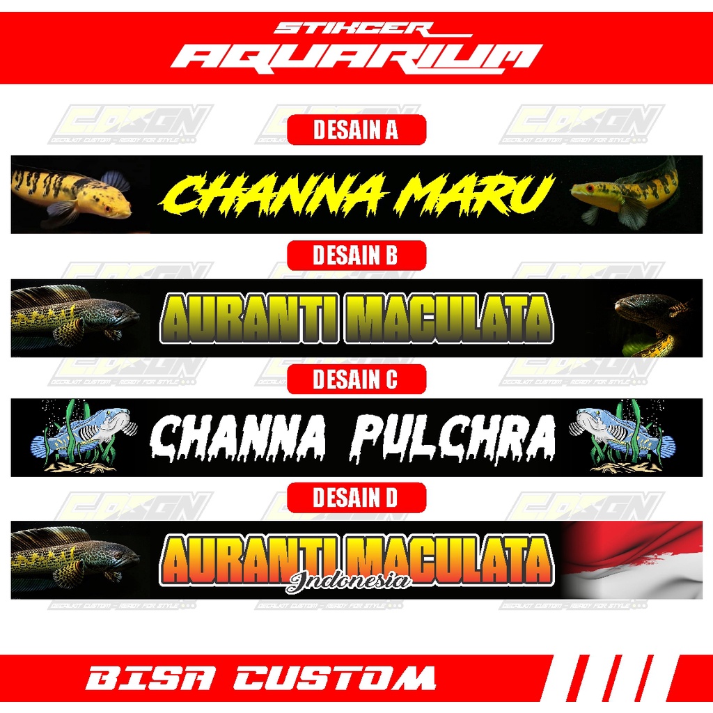 Stiker list Aquarium #2 | bisa riques nama/gambar/logo | ukuran 10cm-100cm sticker aquarium