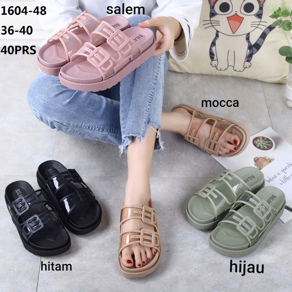 Sandal wanita wedges 1604-48 transparan ban2 gesper BLC