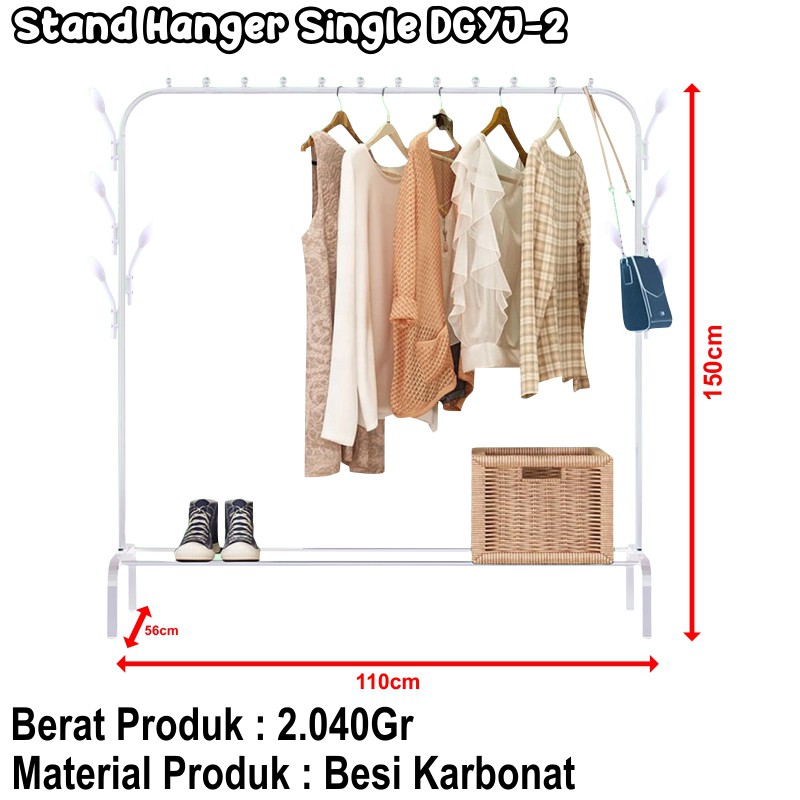 Stand Hanger Gawang Besi Kuat Putih Hitam Butik Display Gawangan Gantungan Baju