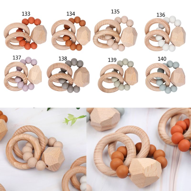 Mary Mainan Rattle Teether Bahan Kayu Beech Untuk Bayi