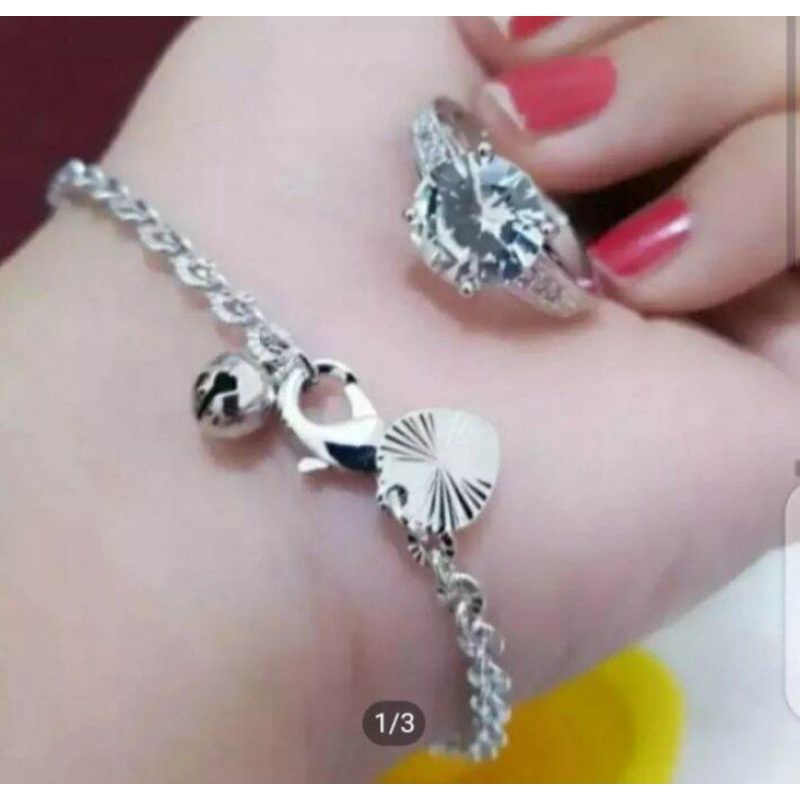 gelang Nuri free cincin silver fashion wanita titanium original anti luntur dan karat