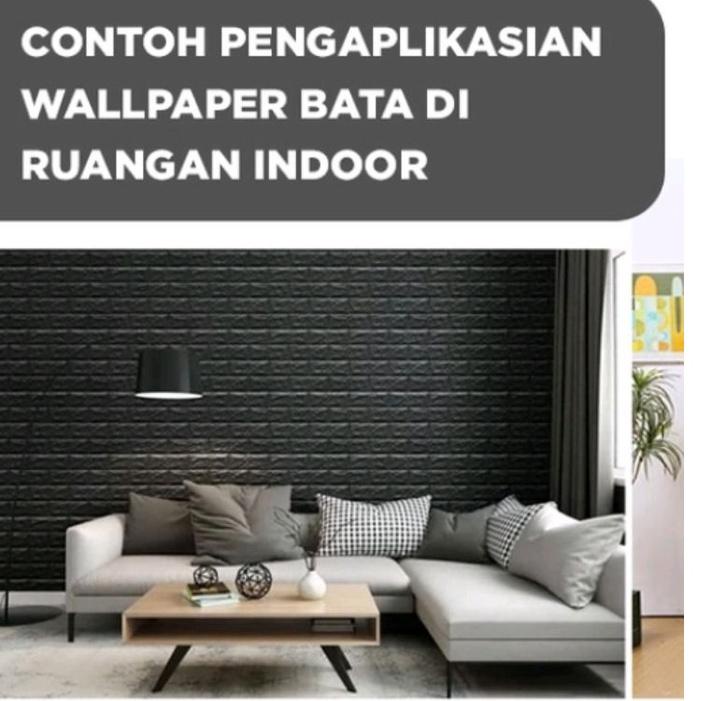 K7P1 NDP Wallpaper Dinding 3D 7mm 10 mm batu bata putih/ wallpaper anti air 3D Foam 77x70cm wallfoam