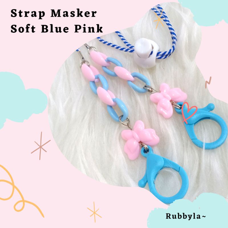 ObralTali Masker Hijab Murah/Konektor Hijab Korea/Strap Masker Rubbyla/Soft Blue Pink