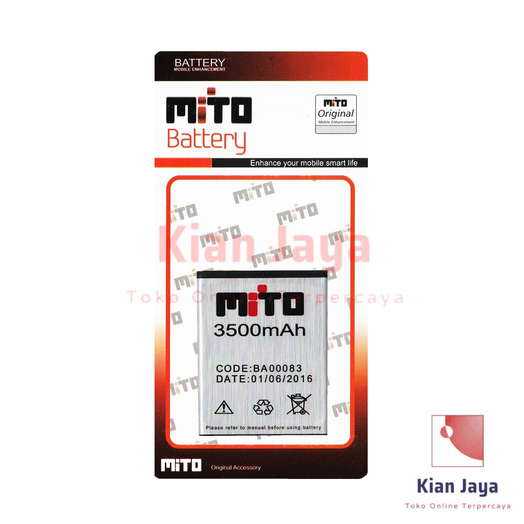 Baterai Mito BA-00083 A260 Original Double Power Batre Batrai Battery hP BA0083 BA00083 Ori