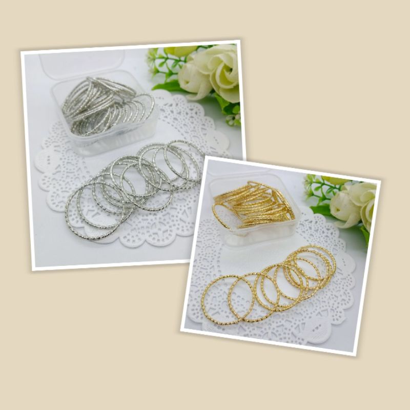 Ring besi 2.8cm motif gerigi/ukir 12pcs bahan bros