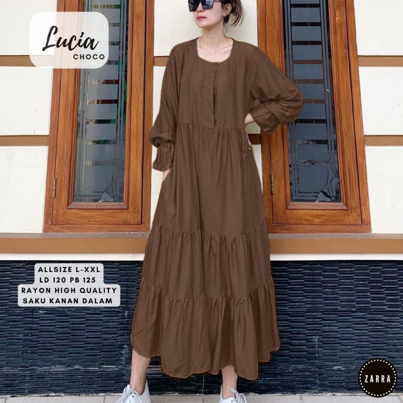 (BISA COD) LUCIA GAMIS WANITA TERBARU ORIGINAL PRODUK BY ZARRA