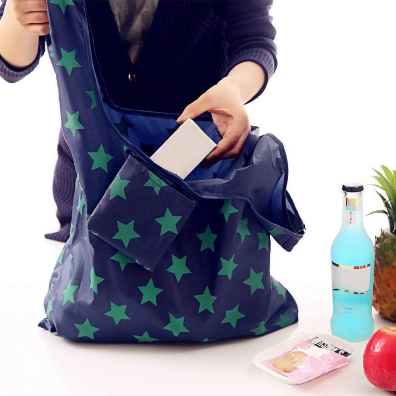 DC - Tas Belanja Lipat Ramah Lingkungan Nylon foldable reusable shopping bag / TOTE BAG / Tas Lipat.