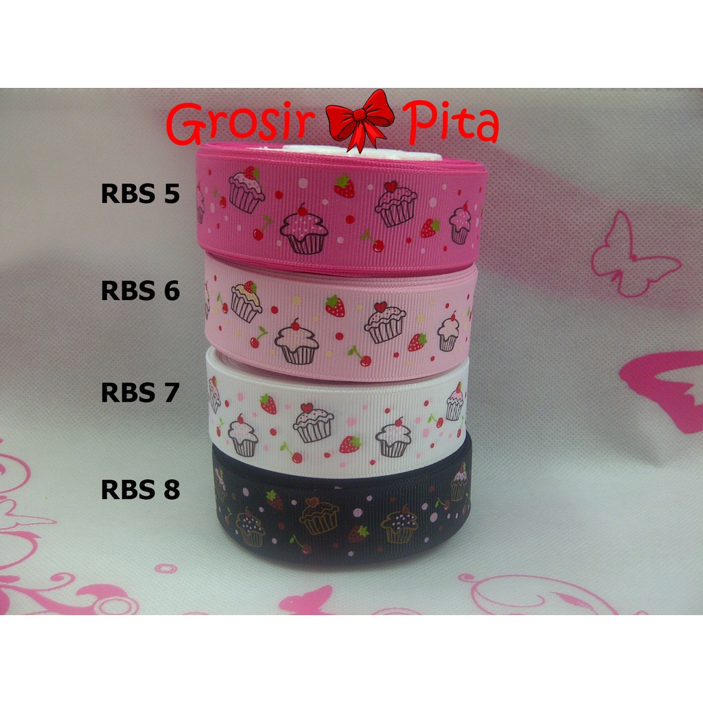 

(25 yard) Pita Grosgrain Motif Cupcake RBS 5,6,7,8 | Toko Bahan Craft | Grosir Pita