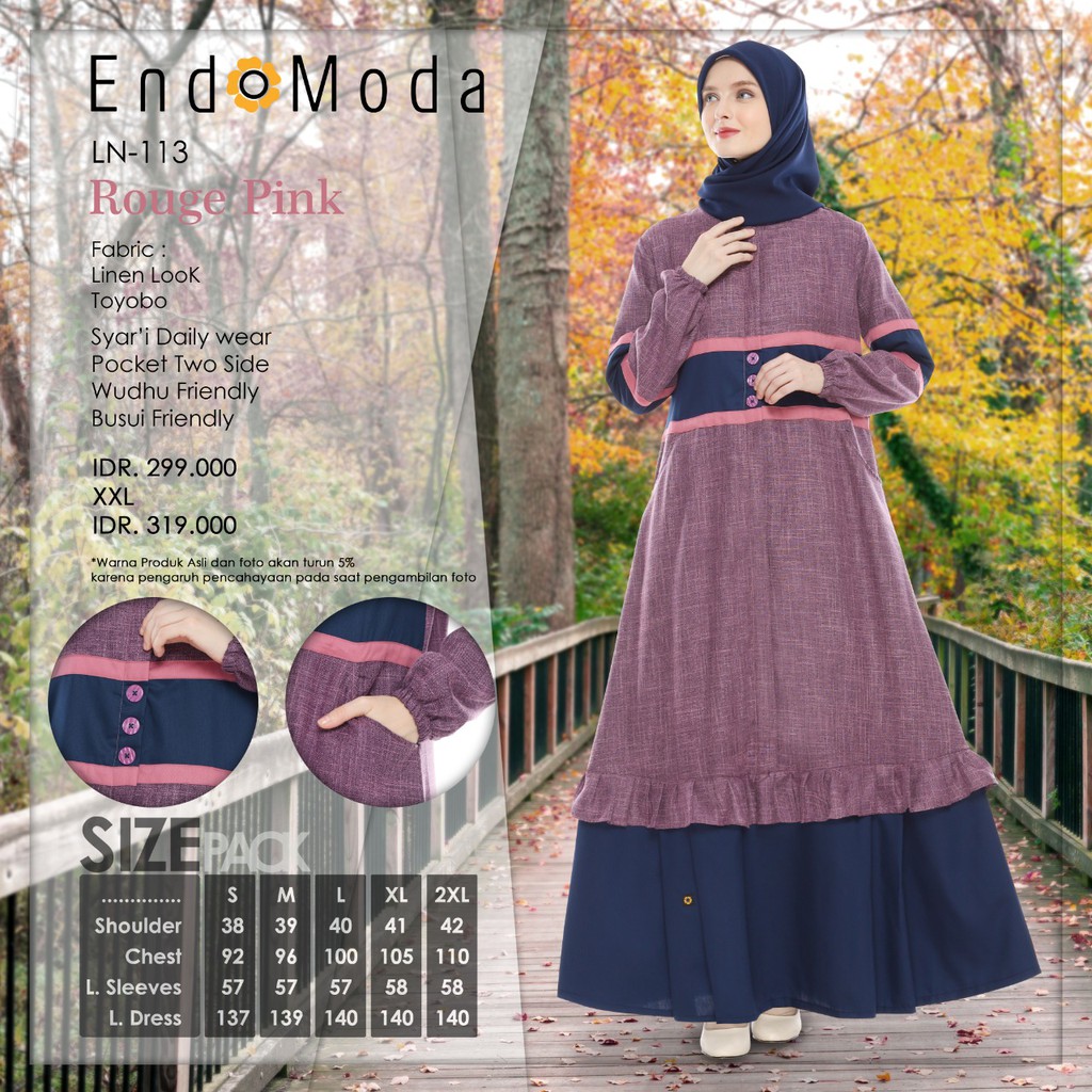 Gamis endomoda LN - 113 / Dress Pakaian Fashion Muslim Wanita