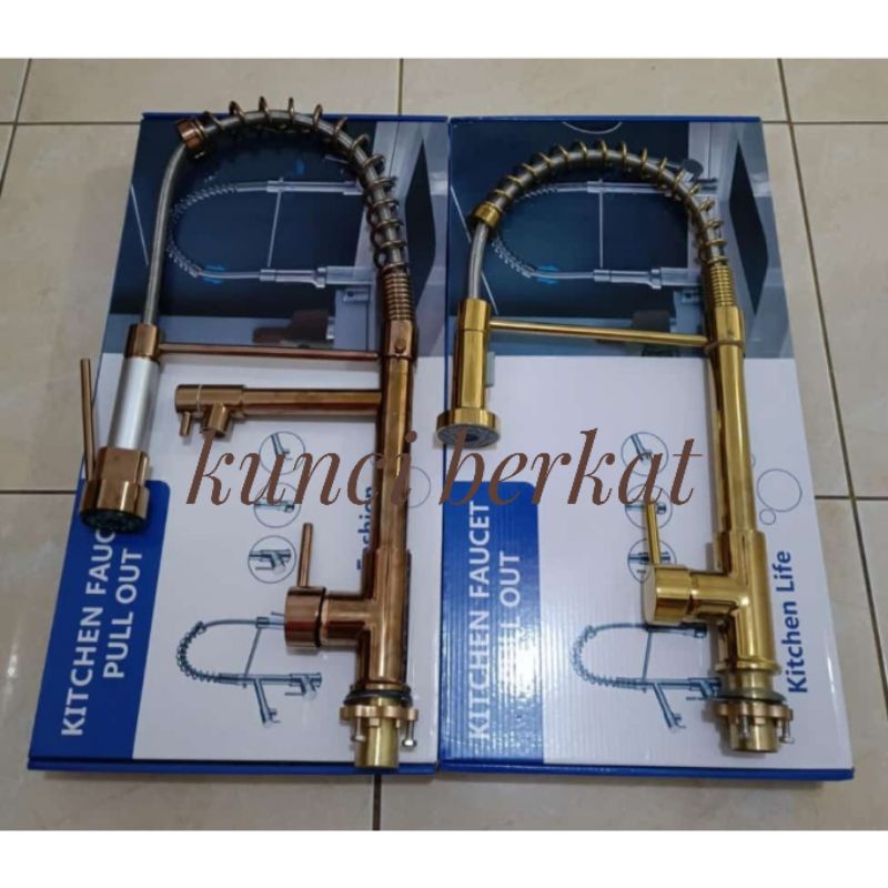 Kran Cuci Piring Tarik Rose Gold/Kran Angsa/Keran Cuci Piring/Kran Kitchen Sink