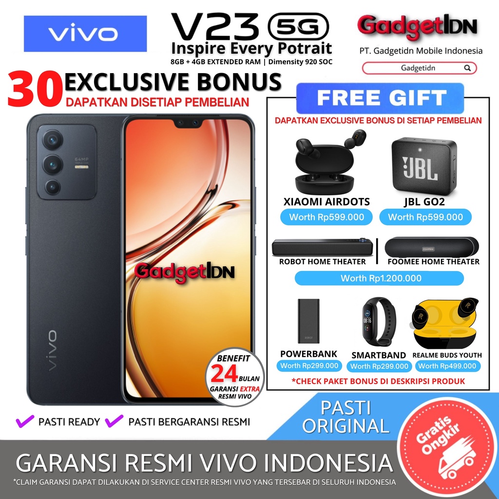 VIVO V23 5G 12/128GB ( 8GB + 4GB EXTENDED RAM ) GARANSI RESMI VIVO