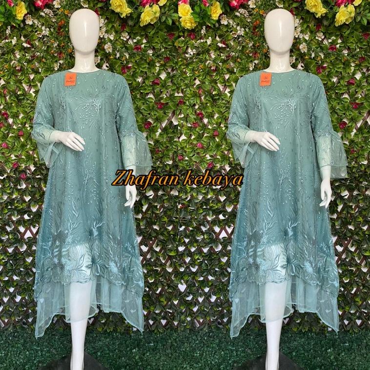 Dress Modern Kondangan Kebaya Midi Dress bahan tulle favorite {NR.19Au22ᴺ}