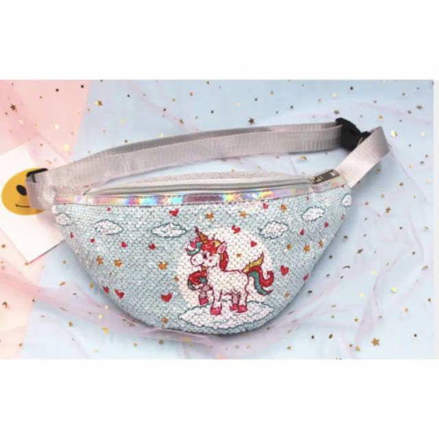 Waist Bag anak Kuda Poni Unicorn Tas Selempang pinggang sequin