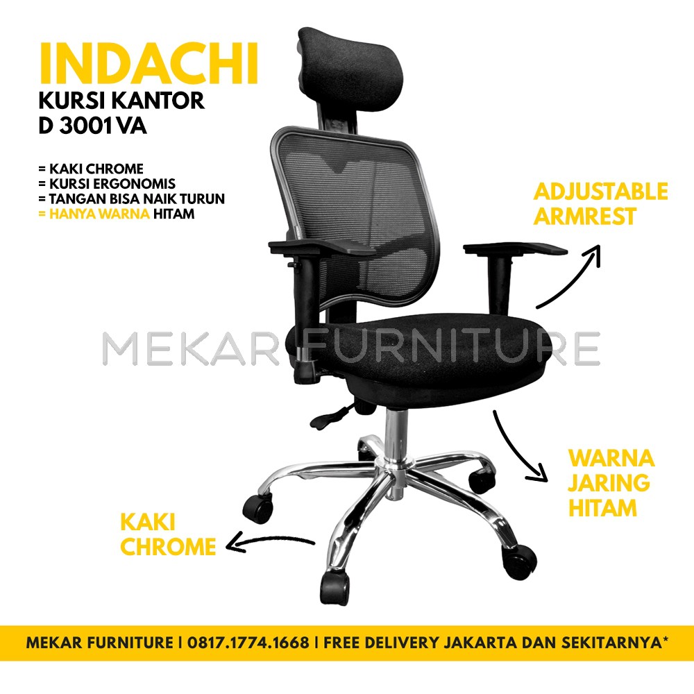 INDACHI D 3001 VA  Kursi Kantor Kursi Kerja Kaki Chrome