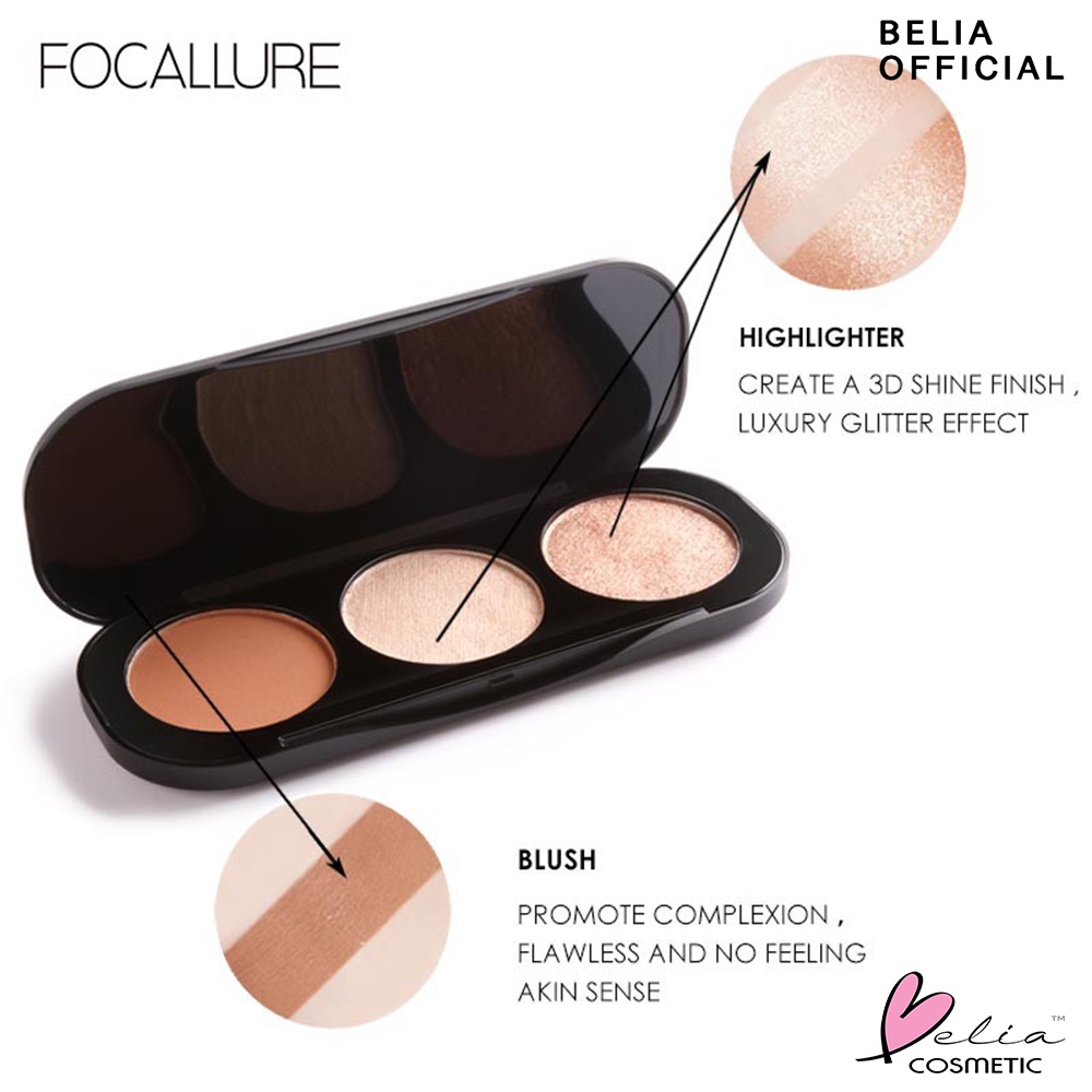 ❤ BELIA ❤ FOCALLURE Blush &amp; Highlighter Palette FA26 | Blush On | Highlighter | Contour Palette (✔BPOM)